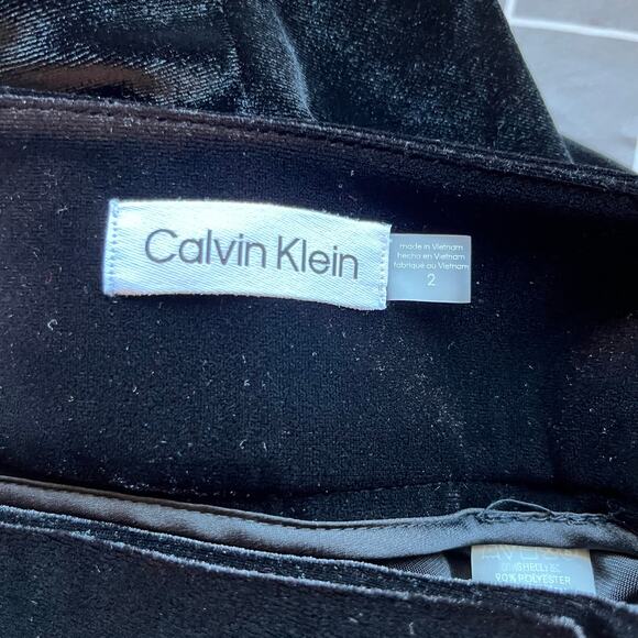 Calvin Klein Whitney Velour Velvet Black Wide Leg High Rise Trouser Pants 2 NWT - Picture 4 of 15